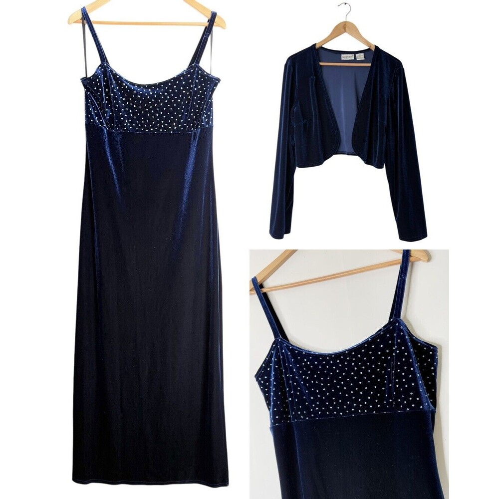 Vtg Y2k Velvet Evening Dress Gown 2Pc Set Size 14 Fairy Whimsygoth Babydoll
